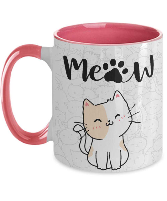 Meow Cat Lover Mug Cat Coffee Cup Gift for Women and Girls tinmico