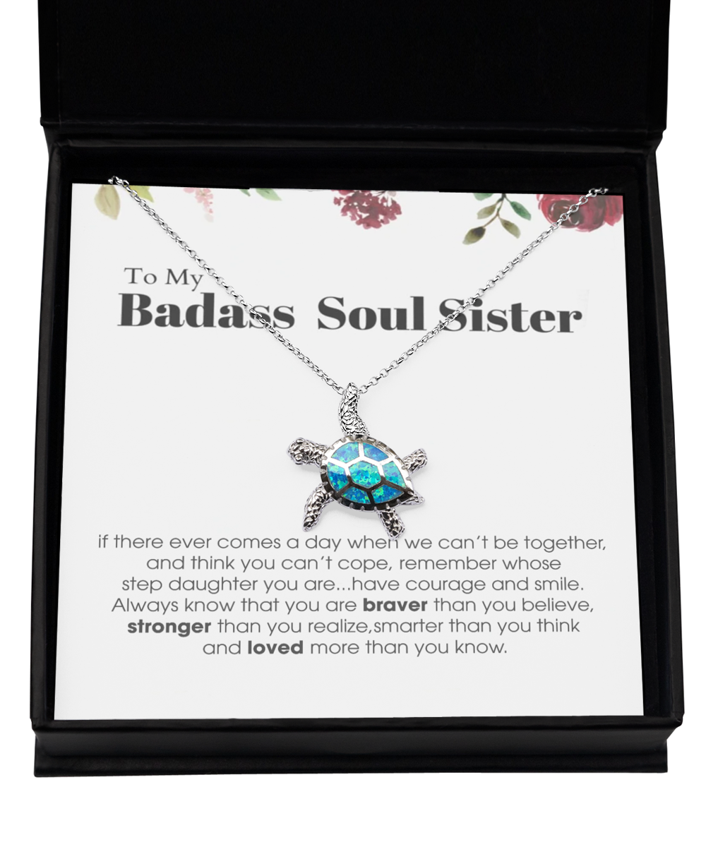 Opal Turtle Necklace ,To My Badass Soul Sister Bracelet, Soul Sister Best Friend Birthday Graduation Gift Set tinmico