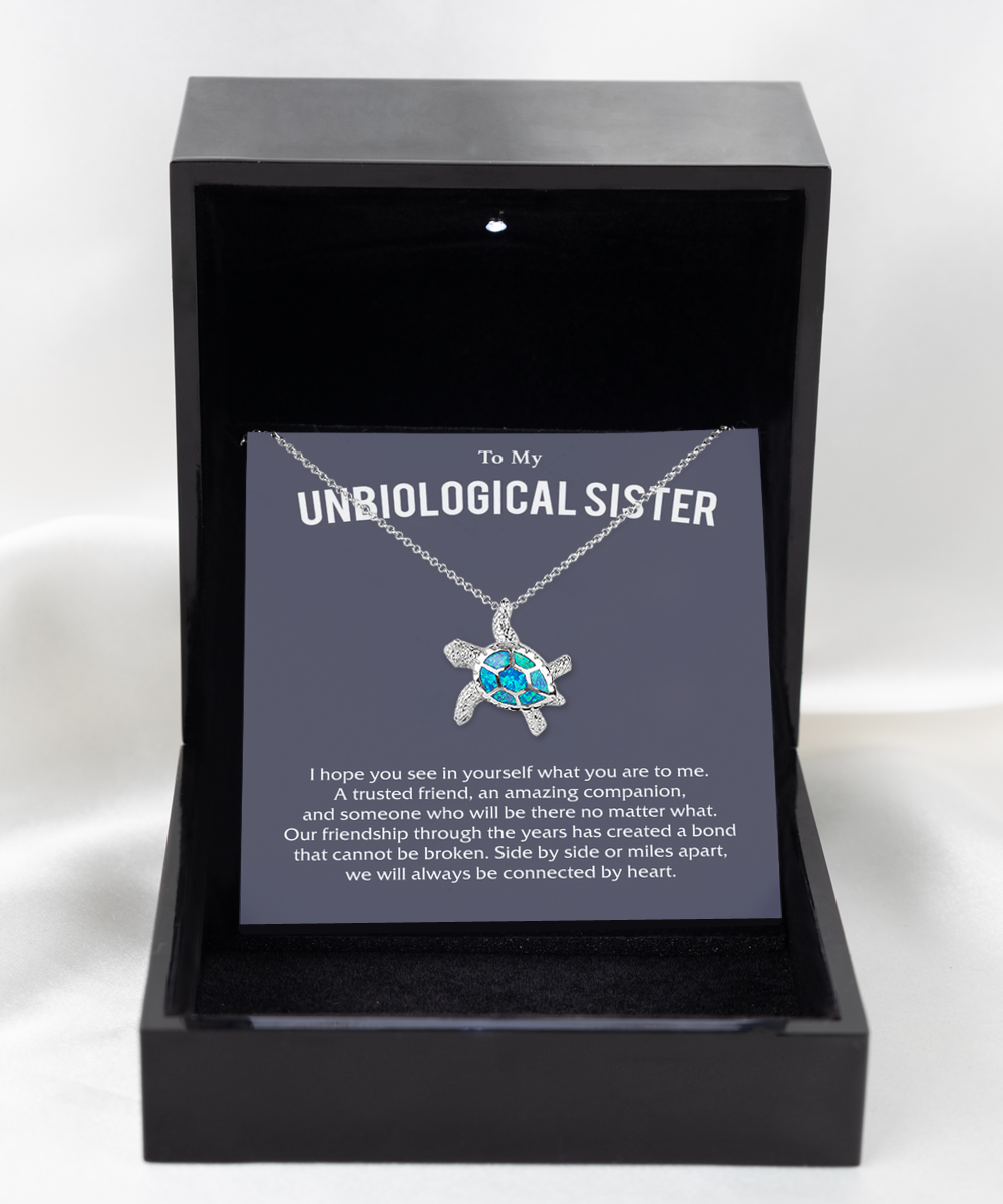 Opal Turtle Necklace, friendship Gift, unbiological sister gift, best friend bracelet, unbiological sister jewelry gift tinmico