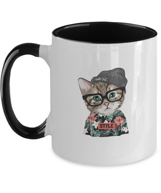 Personalised Cat mum Mug for Cat Lover Gift, Gift For Fur Mum, Custom Cat Mug , Pet Cat Coffee Mug, Two Tone 11oz Mug tinmico