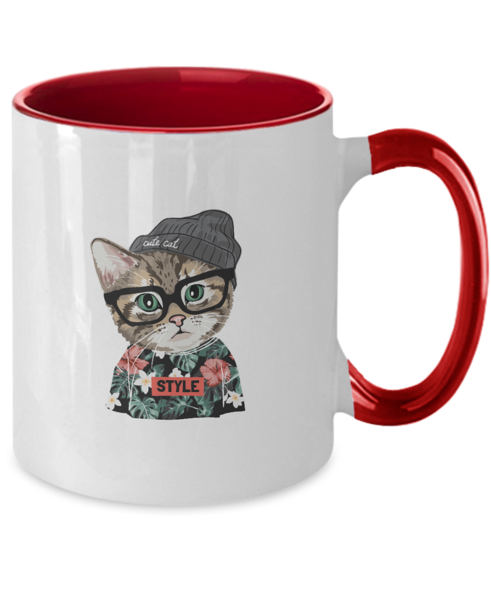 Personalised Cat mum Mug for Cat Lover Gift, Gift For Fur Mum, Custom Cat Mug , Pet Cat Coffee Mug, Two Tone 11oz Mug tinmico