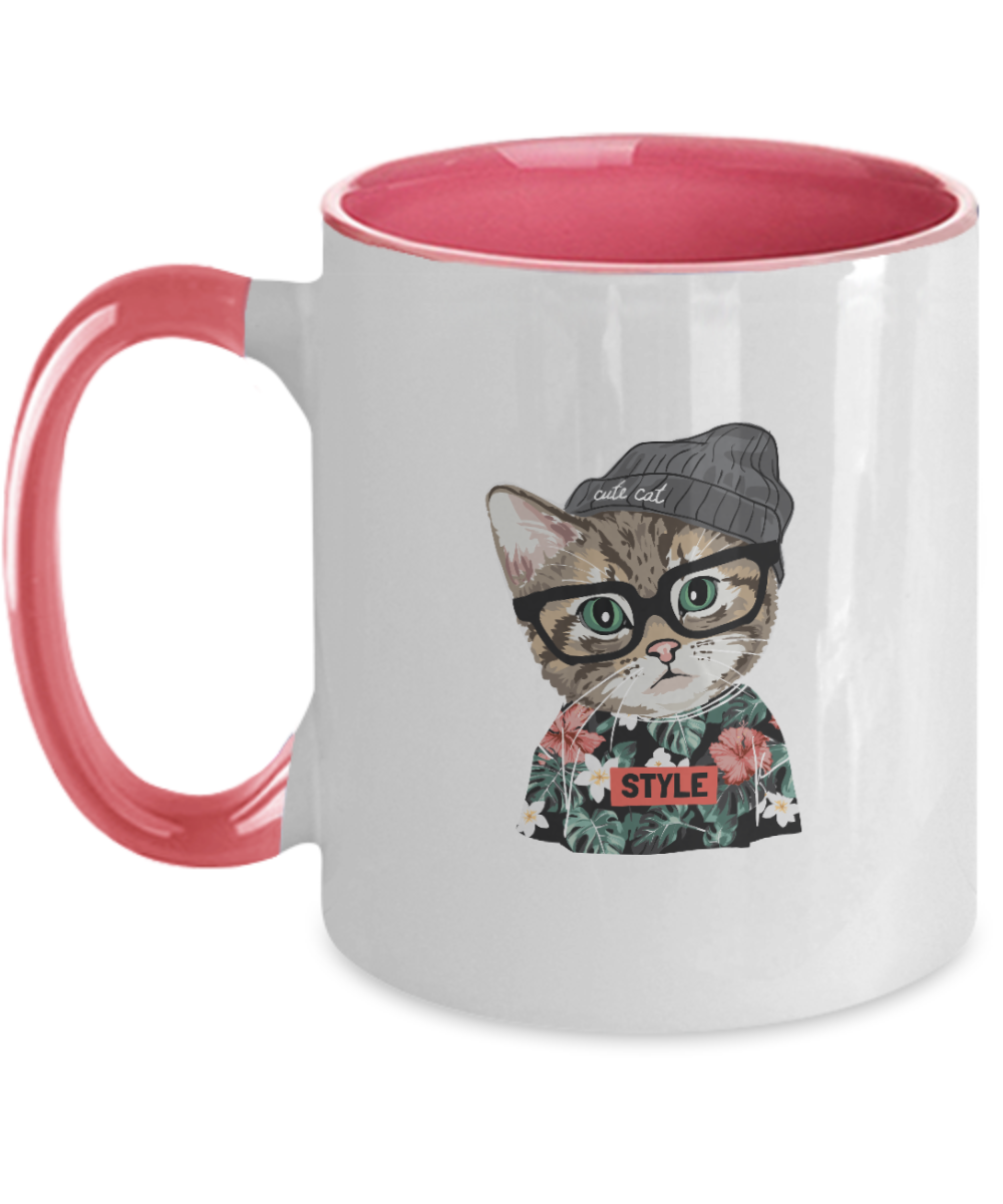 Personalised Cat mum Mug for Cat Lover Gift, Gift For Fur Mum, Custom Cat Mug , Pet Cat Coffee Mug, Two Tone 11oz Mug tinmico