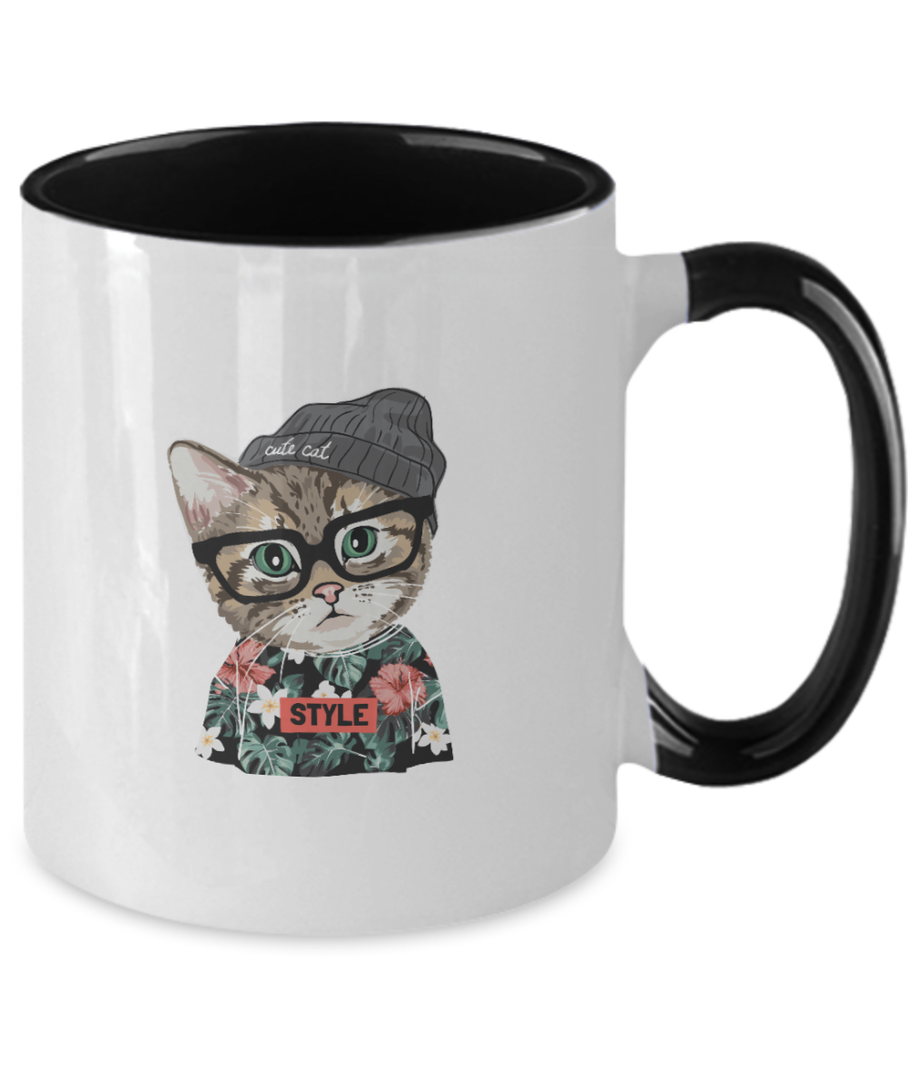 Personalised Cat mum Mug for Cat Lover Gift, Gift For Fur Mum, Custom Cat Mug , Pet Cat Coffee Mug, Two Tone 11oz Mug tinmico