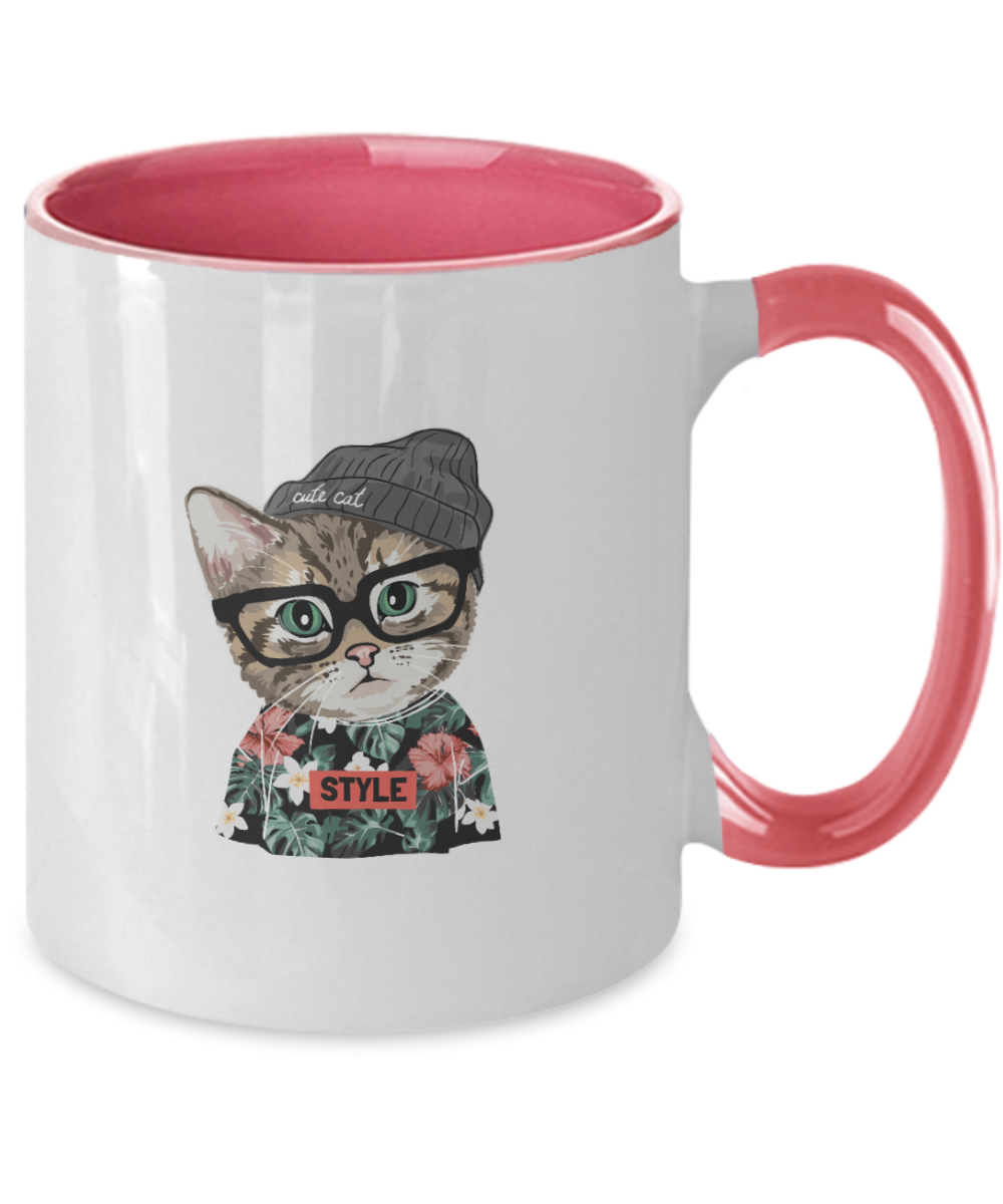 Personalised Cat mum Mug for Cat Lover Gift, Gift For Fur Mum, Custom Cat Mug , Pet Cat Coffee Mug, Two Tone 11oz Mug tinmico