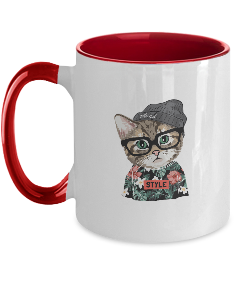 Personalised Cat mum Mug for Cat Lover Gift, Gift For Fur Mum, Custom Cat Mug , Pet Cat Coffee Mug, Two Tone 11oz Mug tinmico