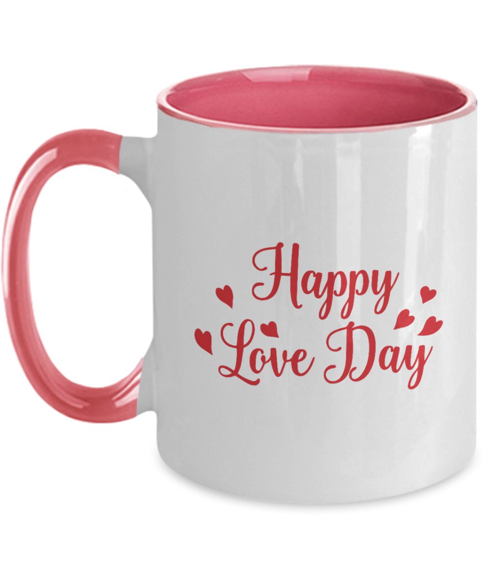 Personalised Valentines Gift Couple Mug Happy Valentine Day, Two Tone 11 oz Mug, ma tinmico