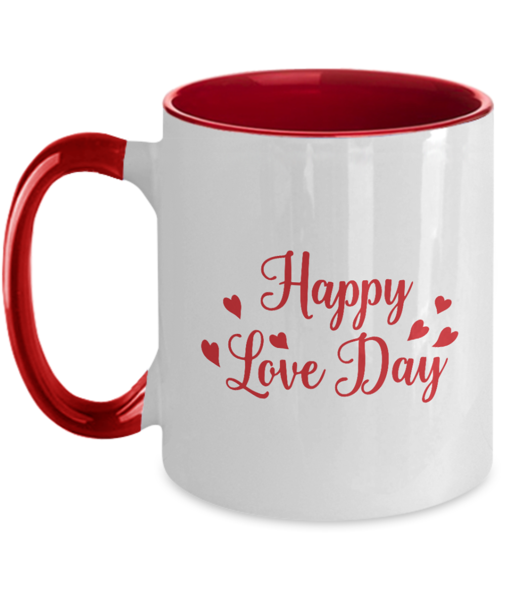 Personalised Valentines Gift Couple Mug Happy Valentine Day, Two Tone 11 oz Mug, ma tinmico