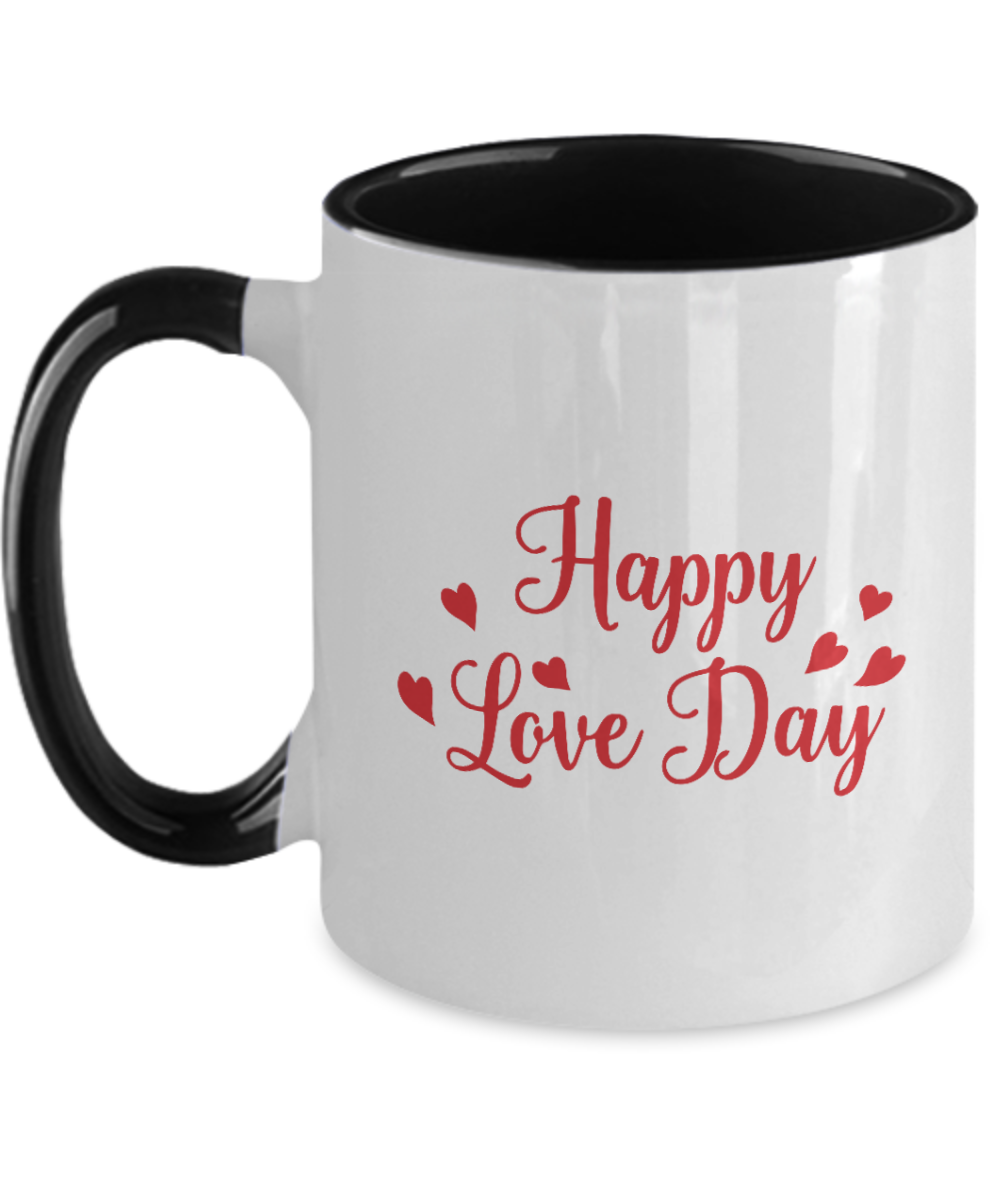 Personalised Valentines Gift Couple Mug Happy Valentine Day, Two Tone 11 oz Mug, ma tinmico