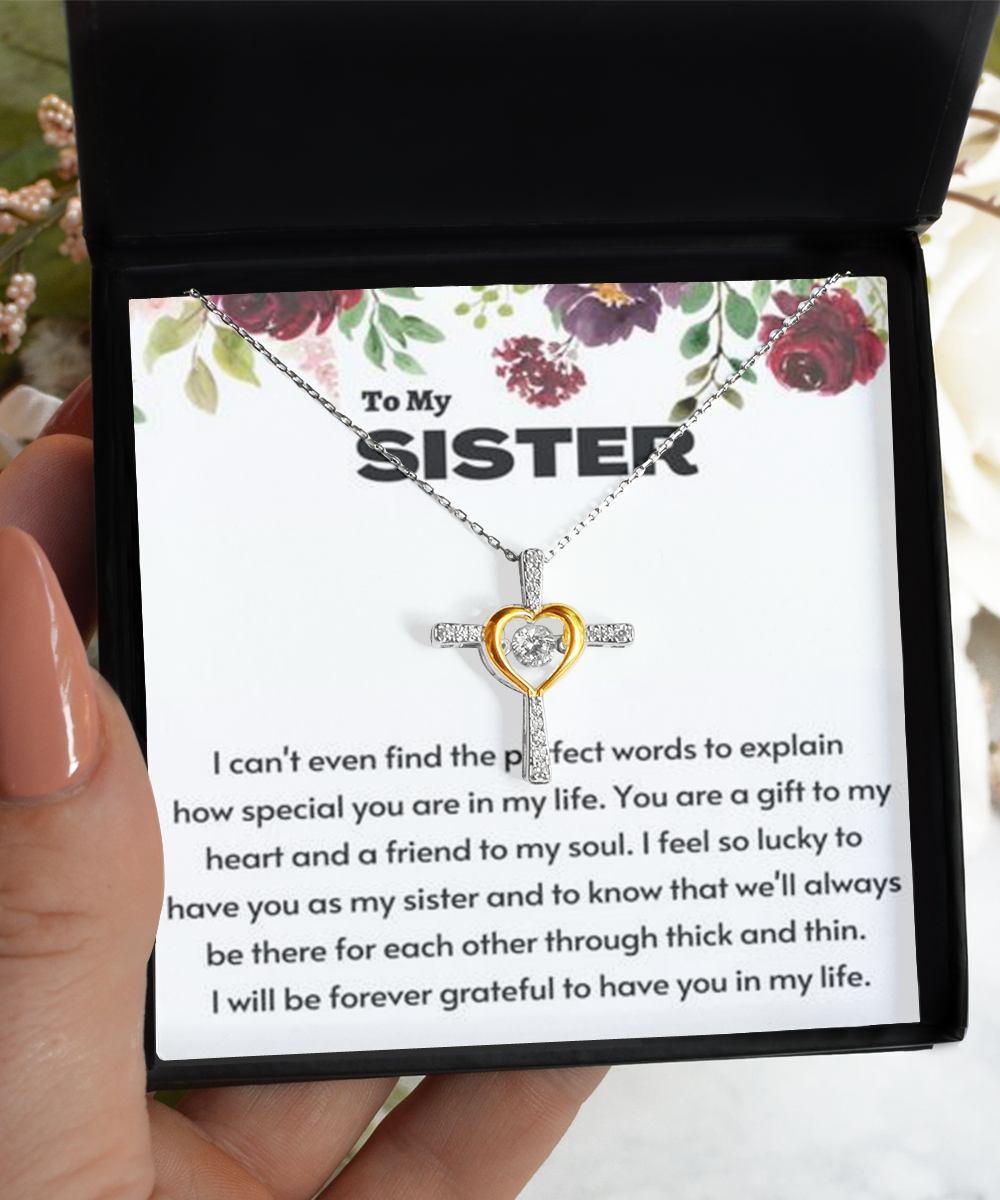 Personalized Gift,Cross Dancing Necklace, sister gift from sister, sister gift, sister birthday gift, sister Christmas gift, sister sunflower bracelet tinmico