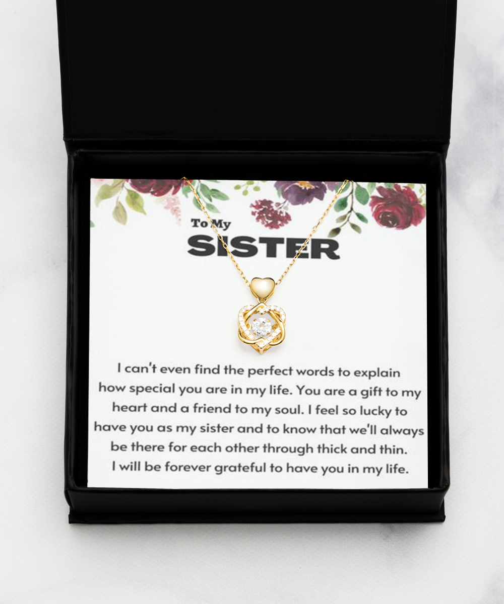 Personalized Gift,Heart Knot Gold Necklace, sister gift from sister, sister gift, sister birthday gift, sister Christmas gift, sister sunflower bracelet tinmico