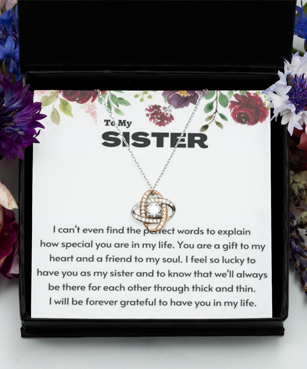 Personalized Gift,Love Knot Rose Gold Necklace, sister gift from sister, sister gift, sister birthday gift, sister Christmas gift, sister sunflower bracelet tinmico