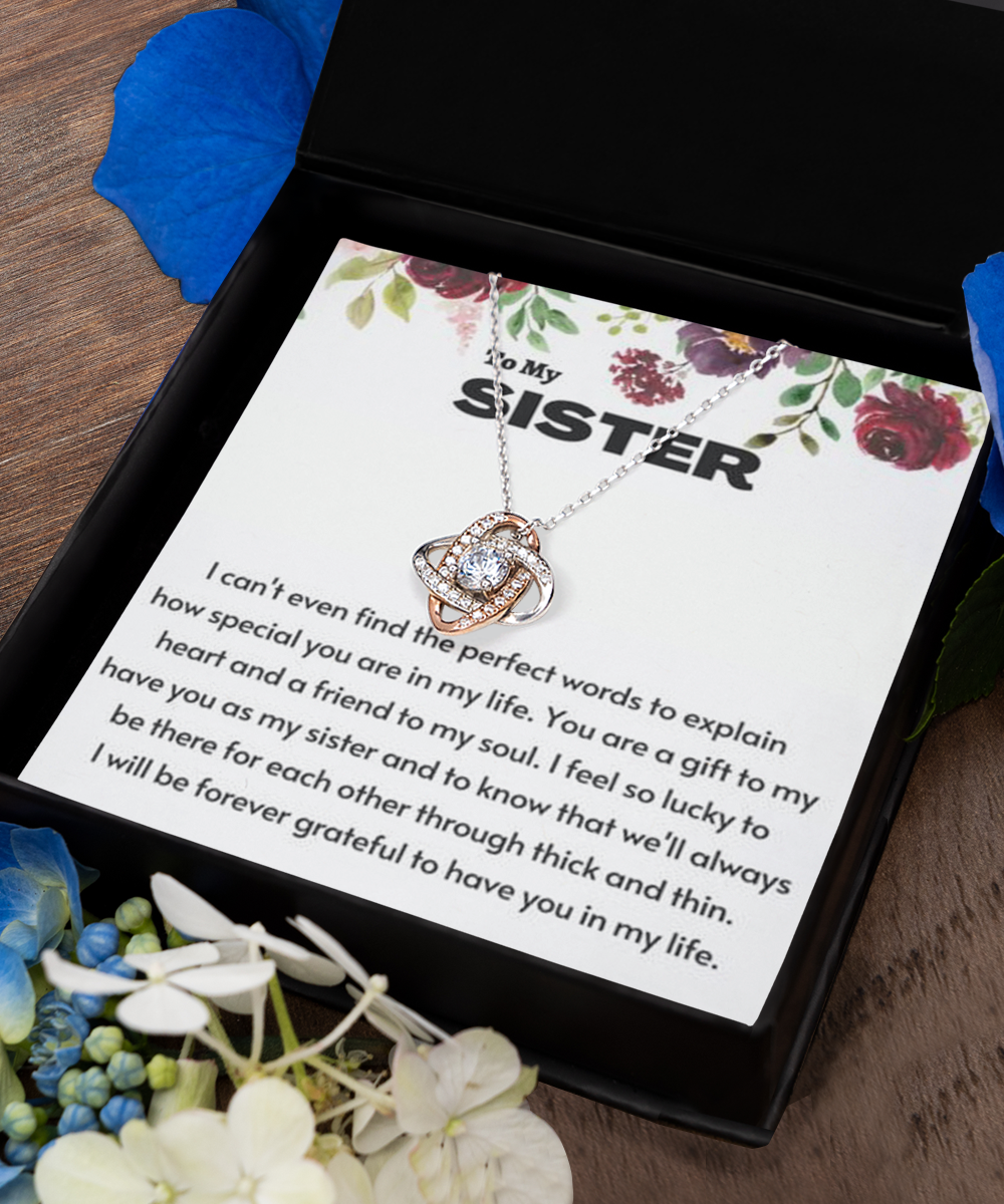 Personalized Gift,Love Knot Rose Gold Necklace, sister gift from sister, sister gift, sister birthday gift, sister Christmas gift, sister sunflower bracelet tinmico