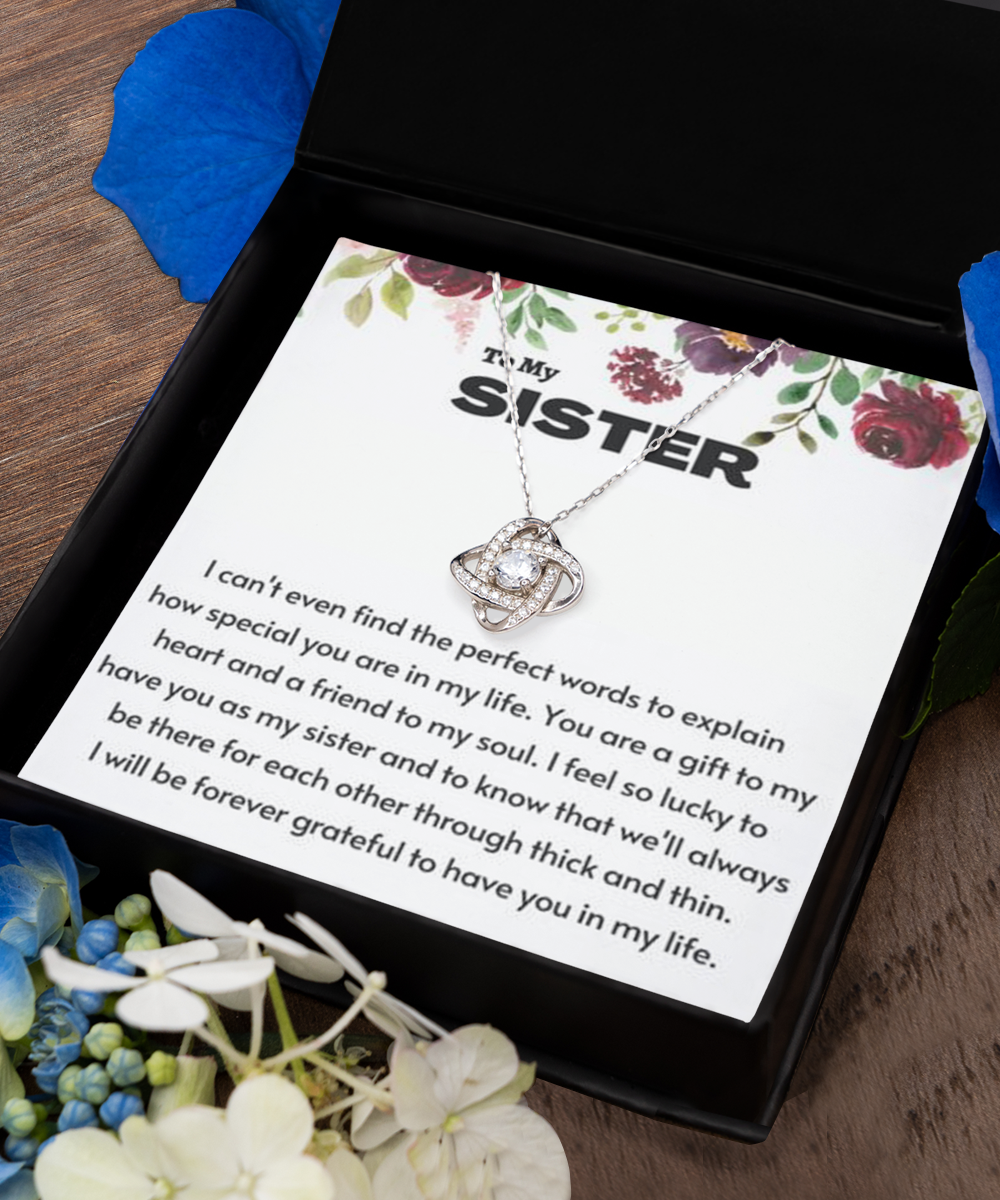 Personalized Gift,Love Knot Silver Necklace, sister gift from sister, sister gift, sister birthday gift, sister Christmas gift, sister sunflower bracelet tinmico