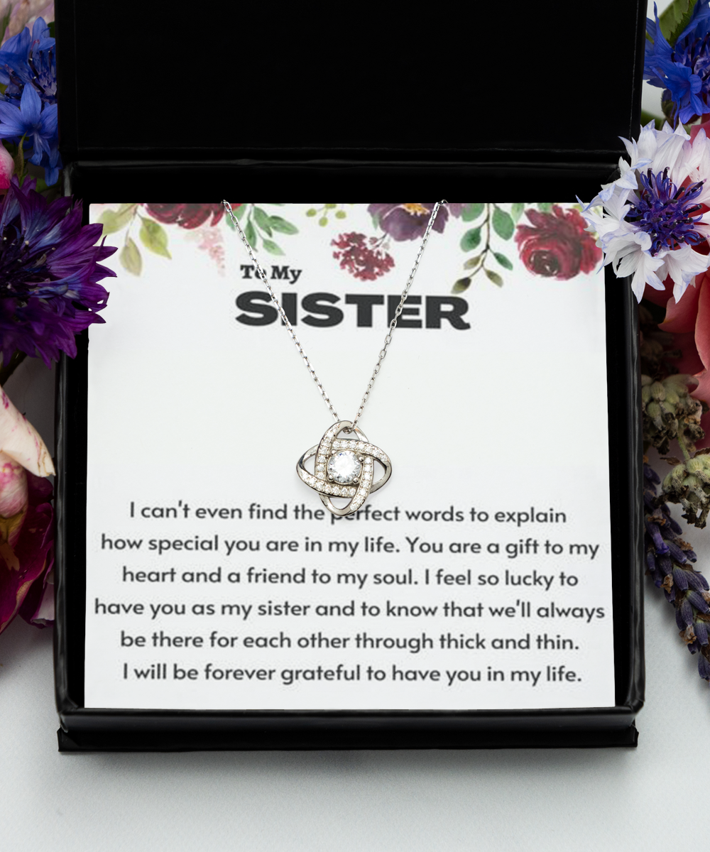 Personalized Gift,Love Knot Silver Necklace, sister gift from sister, sister gift, sister birthday gift, sister Christmas gift, sister sunflower bracelet tinmico