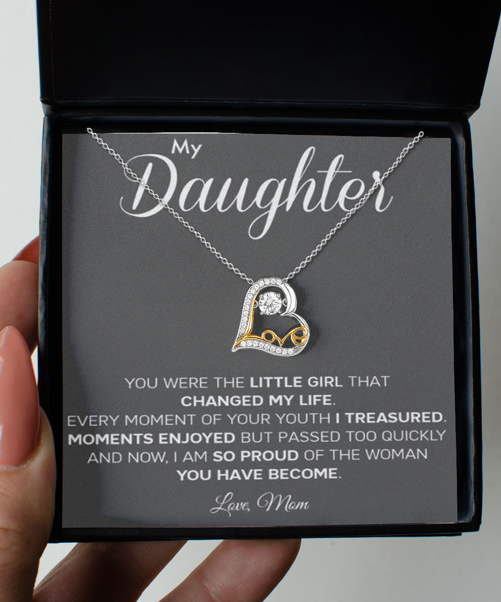 Personalized Gift to my Daughter,Love Dancing Necklace,Gift from Mom, Message Card Jewelry, Changed My Life tinmico