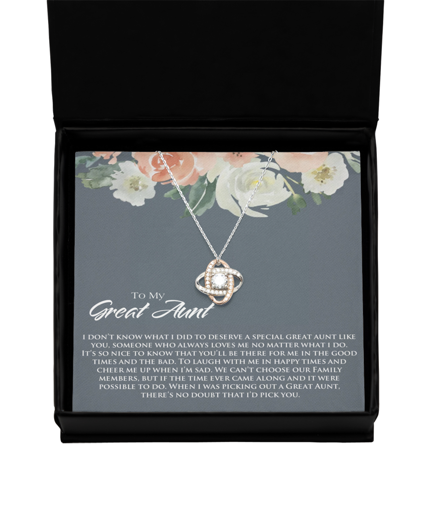 Sentimental Great Aunt,Love Knot Rose Gold Necklace,Great Aunt Gifts from Niece, Great Auntie Gifts, Birthday Gift for Great Aunt Christmas Gift tinmico