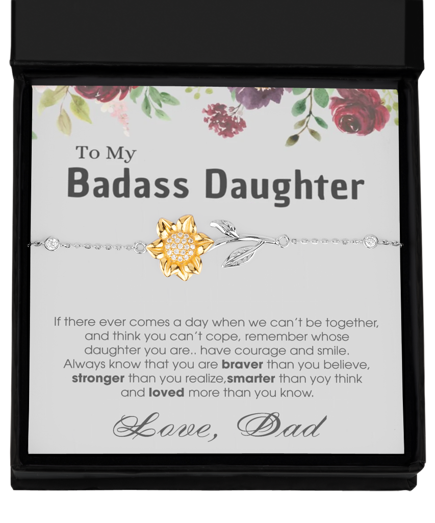 Sunflower Bracelet ,Daughter Gift From Dad, Daughter Bracelet From Dad, Badass Daughter Bracelet, Daughter Gifts tinmico