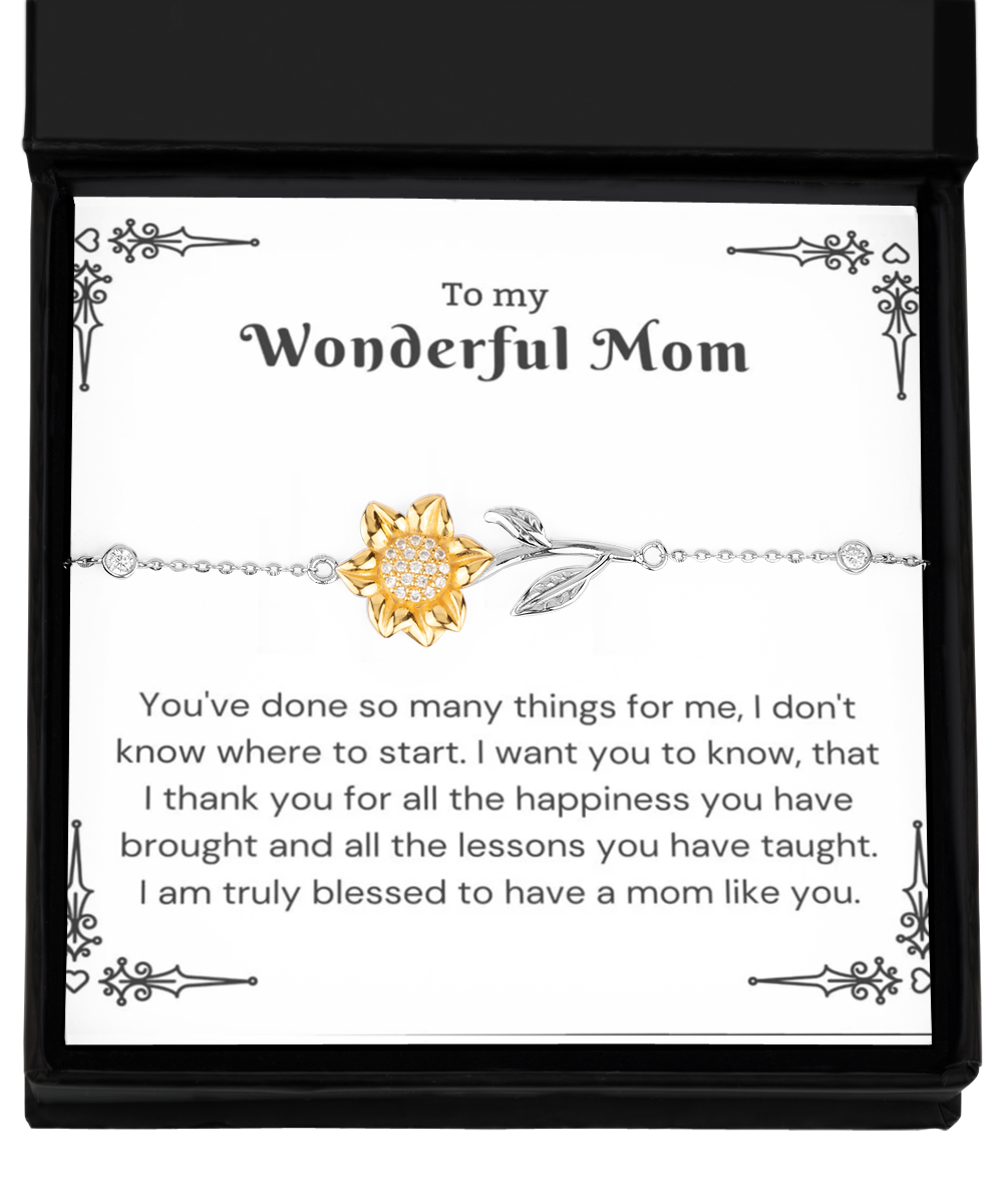 Sunflower Bracelet  ,Mom bracelet, birthday gift to Mom, Thank you gift to Mom, Mom gift from daughter, gift to mom from daughter, gift to mom from son, TMC Gift tinmico