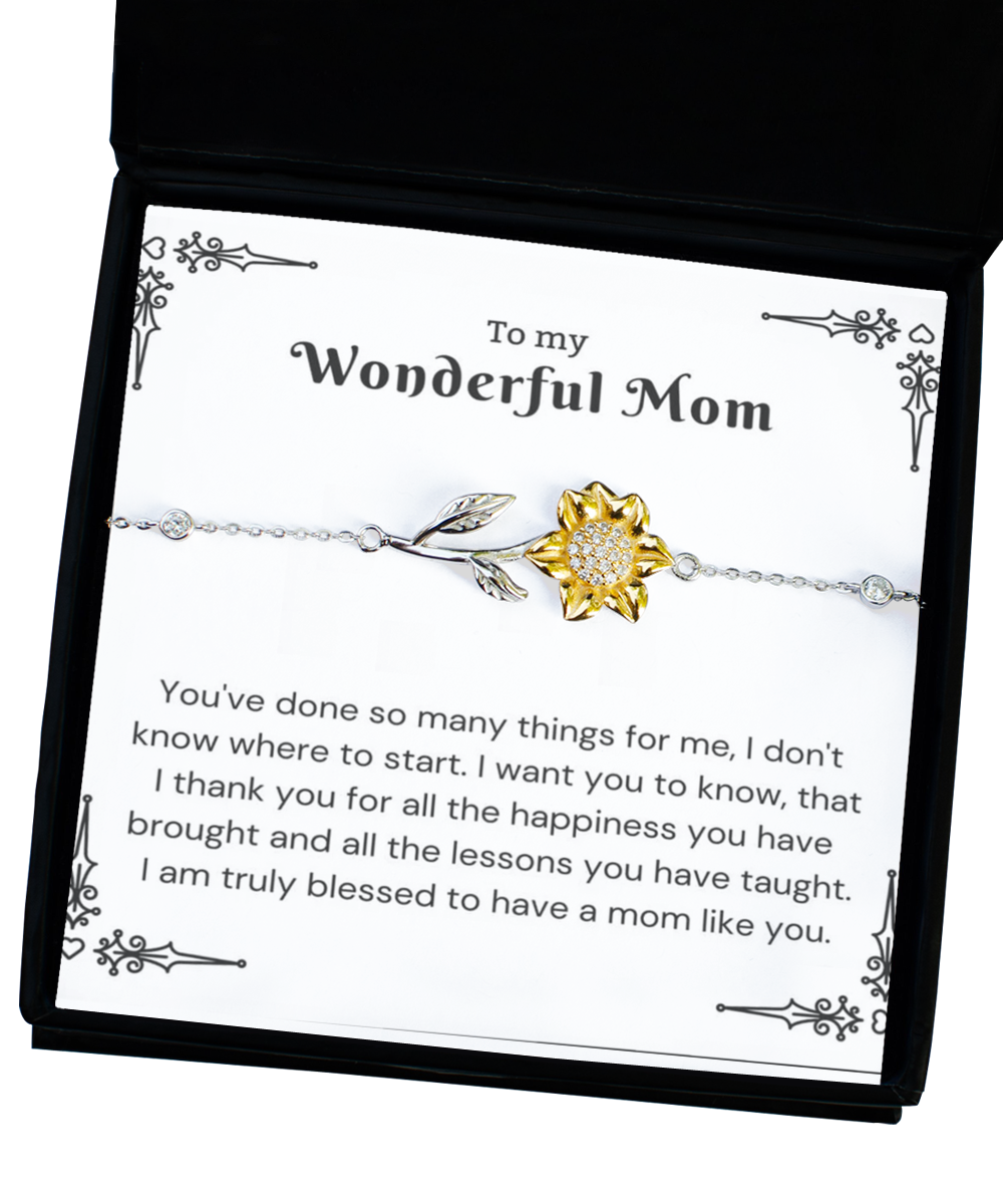 Sunflower Bracelet  ,Mom bracelet, birthday gift to Mom, Thank you gift to Mom, Mom gift from daughter, gift to mom from daughter, gift to mom from son, TMC Gift tinmico