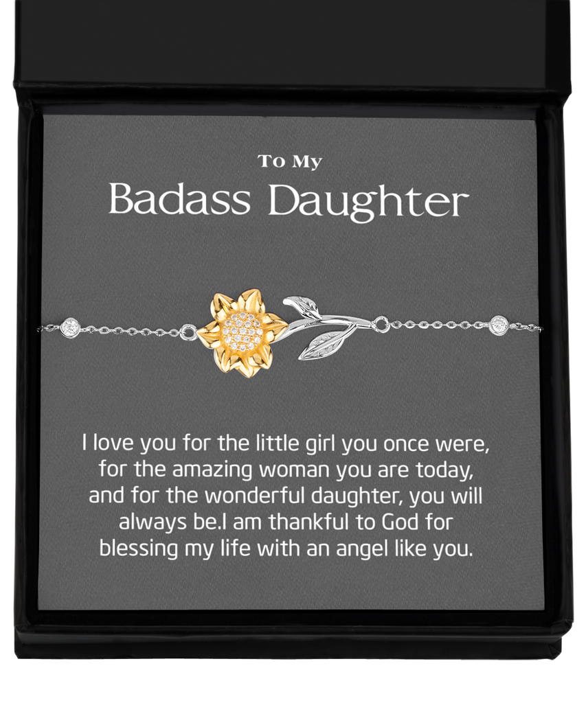 Sunflower Bracelet  ,To My Badass Daughter Bracelet, Daughter Gift Bracelet, Daughter Birthday Gift, Gift For Daughter, Daughter Gift From Mom. TMC gift tinmico