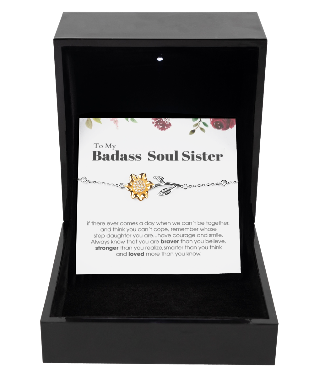 Sunflower Bracelet ,To My Badass Soul Sister Bracelet, Soul Sister Best Friend Birthday Graduation Gift Set tinmico