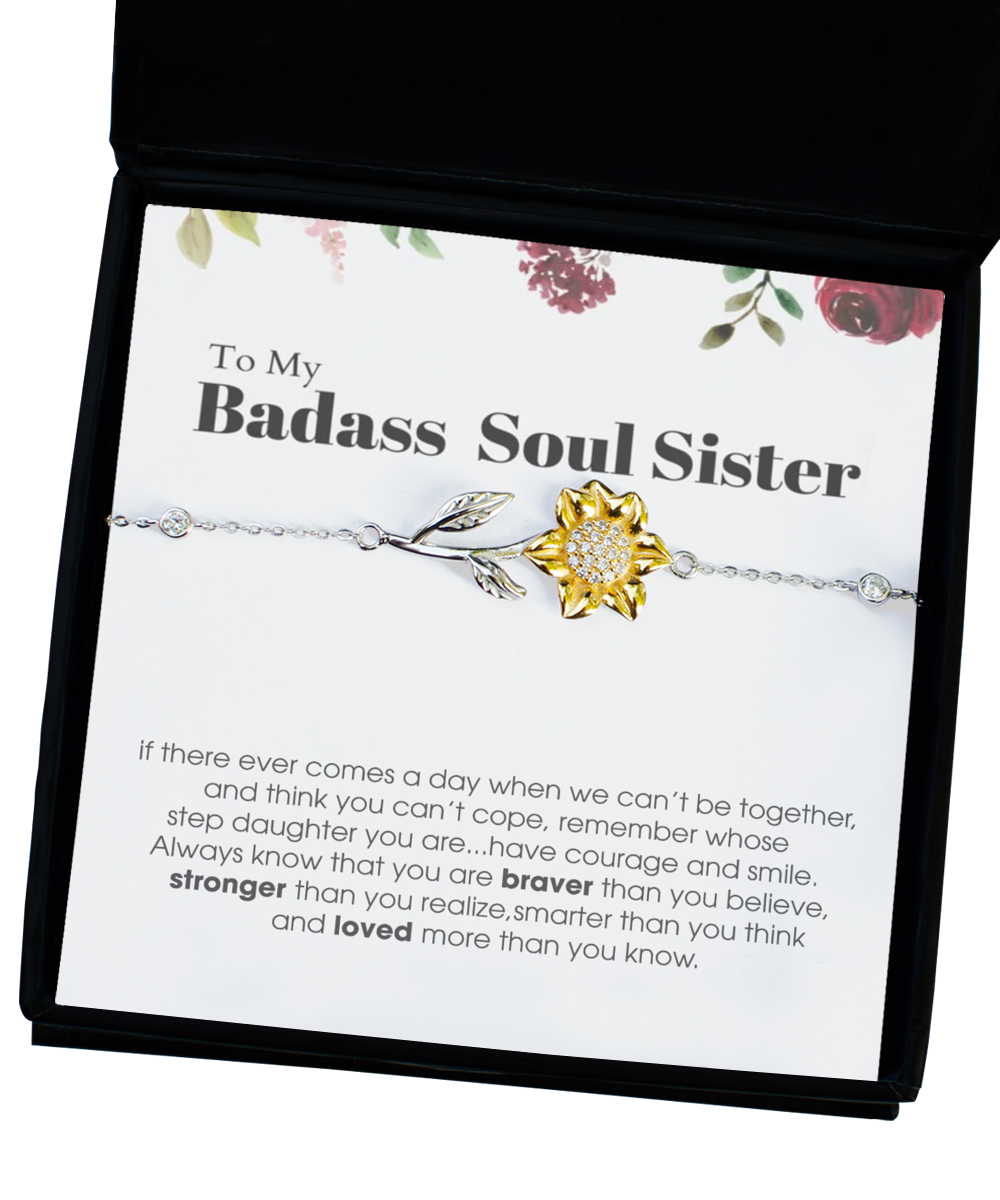 Sunflower Bracelet ,To My Badass Soul Sister Bracelet, Soul Sister Best Friend Birthday Graduation Gift Set tinmico