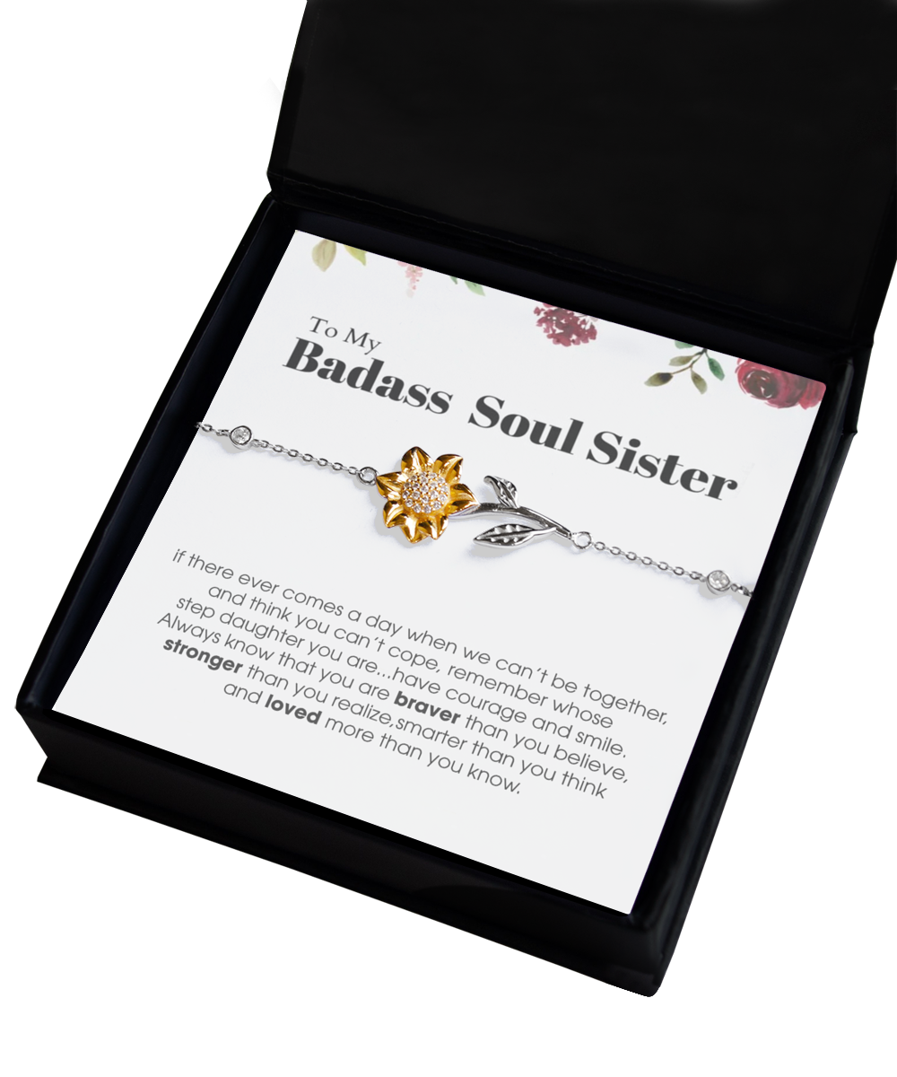 Sunflower Bracelet ,To My Badass Soul Sister Bracelet, Soul Sister Best Friend Birthday Graduation Gift Set tinmico