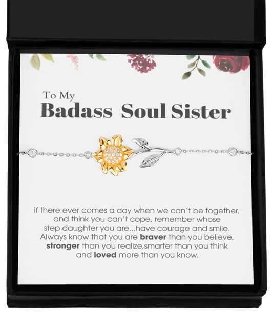 Sunflower Bracelet ,To My Badass Soul Sister Bracelet, Soul Sister Best Friend Birthday Graduation Gift Set tinmico