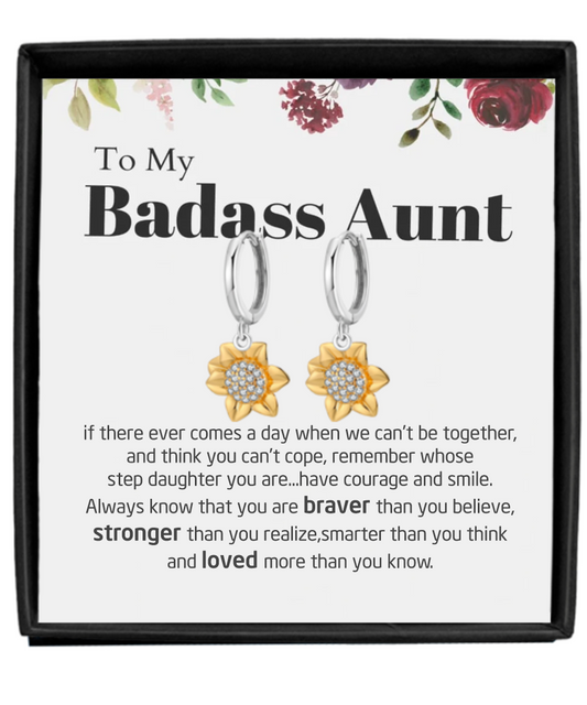 Sunflower Earrings  ,Aunt Gift From Niece, Aunt Gift, Aunt Bracelet, Aunt Gift From Nephew, Badass Aunt Gift Bracelet, from heart tinmico