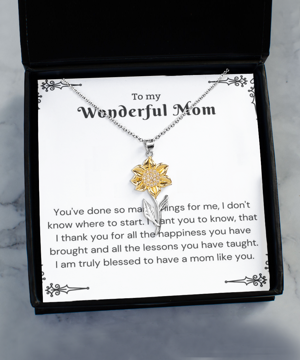 Sunflower Pendant Necklace ,Mom Necklace, birthday gift to Mom, Thank you gift to Mom, Mom gift from daughter, gift to mom from daughter, gift to mom from son, TMC Gift tinmico