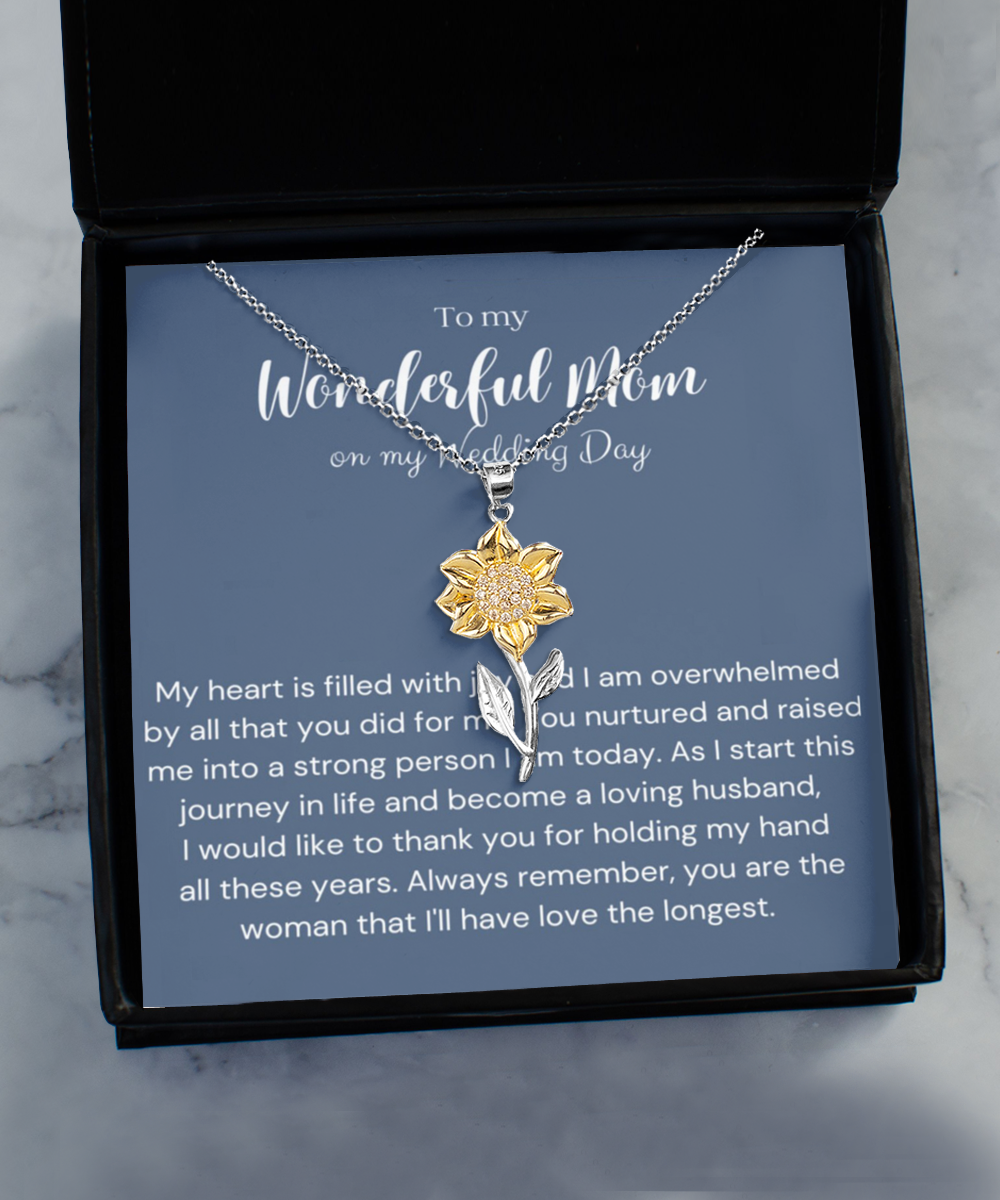 Sunflower Pendant Necklace ,Mother of the groom Necklace, mother of the groom gift, mother of the groom gift from son, wedding gift to mother from son, wedding gift, TMC gift tinmico