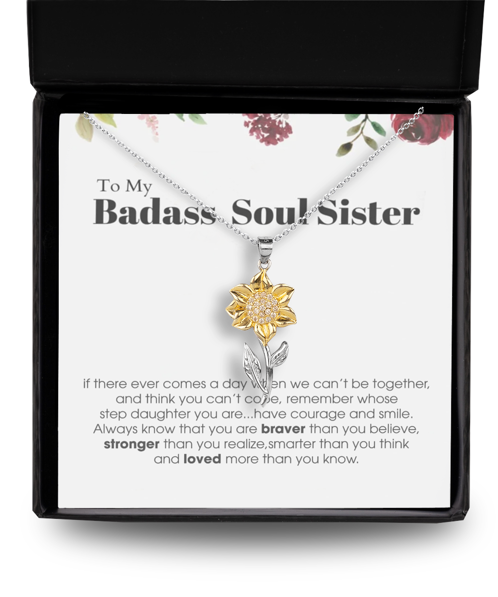 Sunflower Pendant Necklace ,To My Badass Soul Sister Bracelet, Soul Sister Best Friend Birthday Graduation Gift Set tinmico