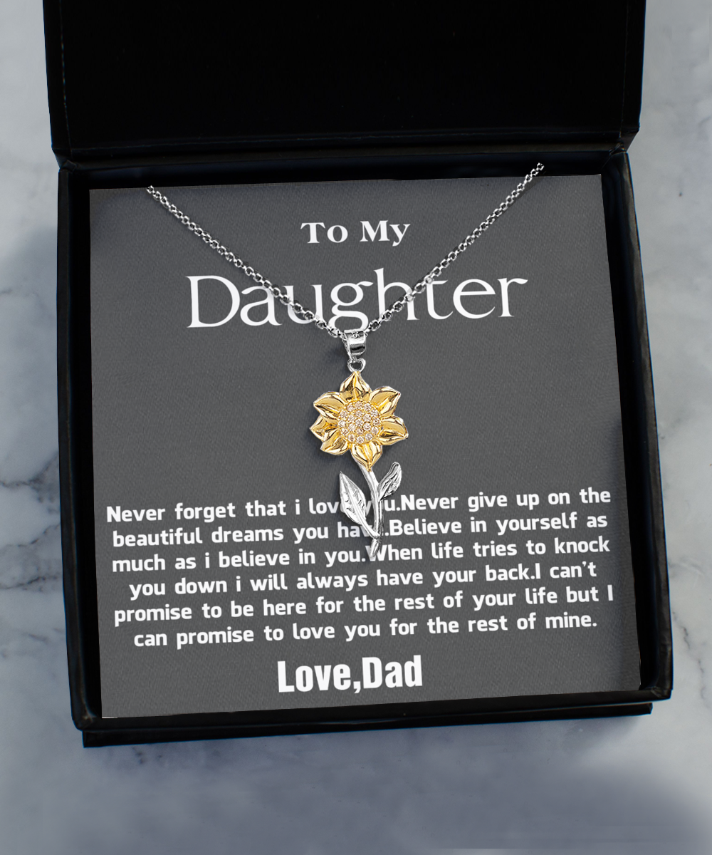 Sunflower Pendant Necklace ,To My Daughter Necklace, Father to Daughter Birthday Gift, Gifts to Daughter from Dad, To Daughter From Dad, Father Daughter Necklace, TMC gift tinmico