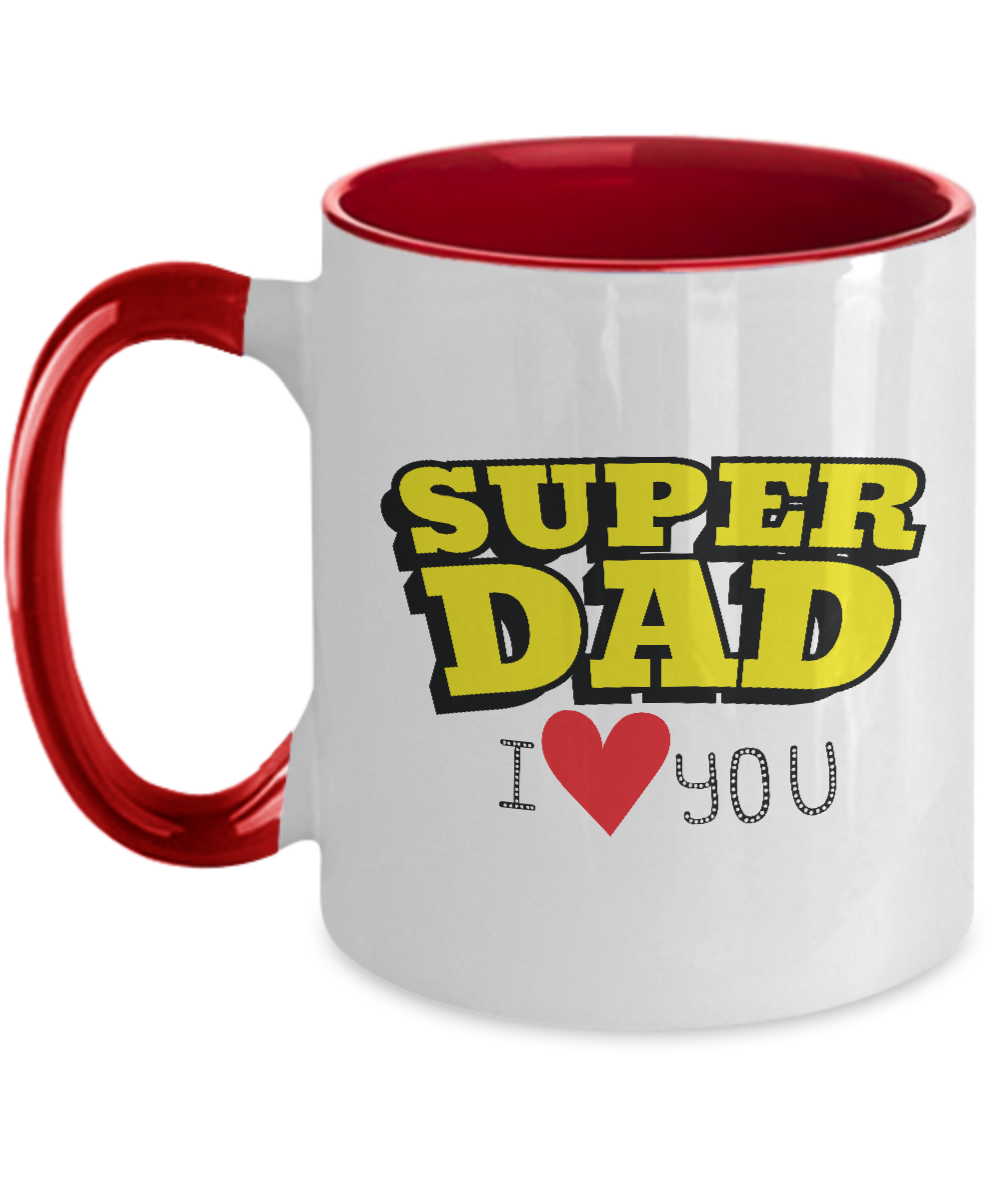 Super Dad,I Love You : Dad Coffee Mug, Father's Day Coffee Mug Cup. Dad Christmas Gift from Daughter,Two Tone Mug 11oz tinmico