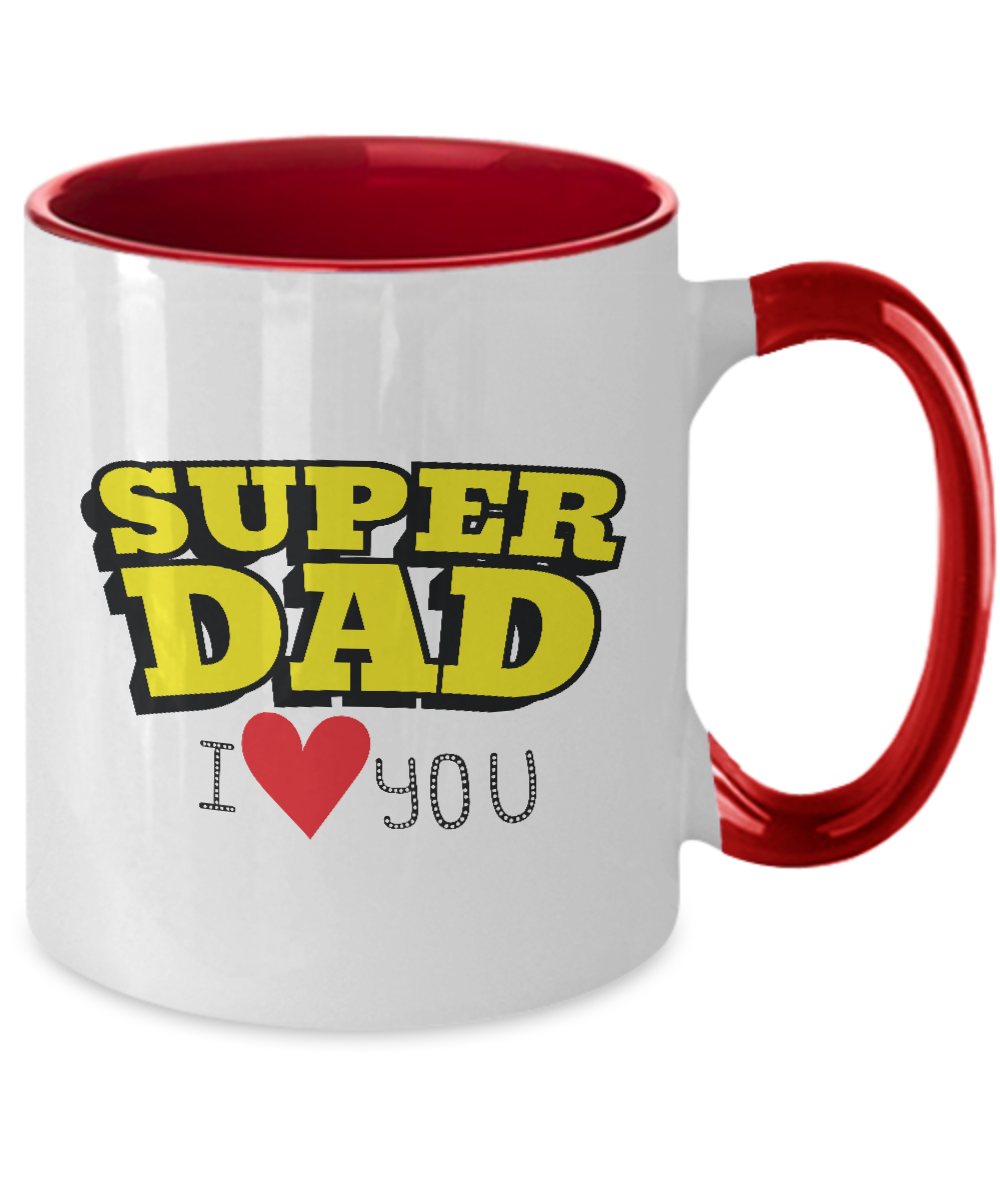 Super Dad,I Love You : Dad Coffee Mug, Father's Day Coffee Mug Cup. Dad Christmas Gift from Daughter,Two Tone Mug 11oz tinmico