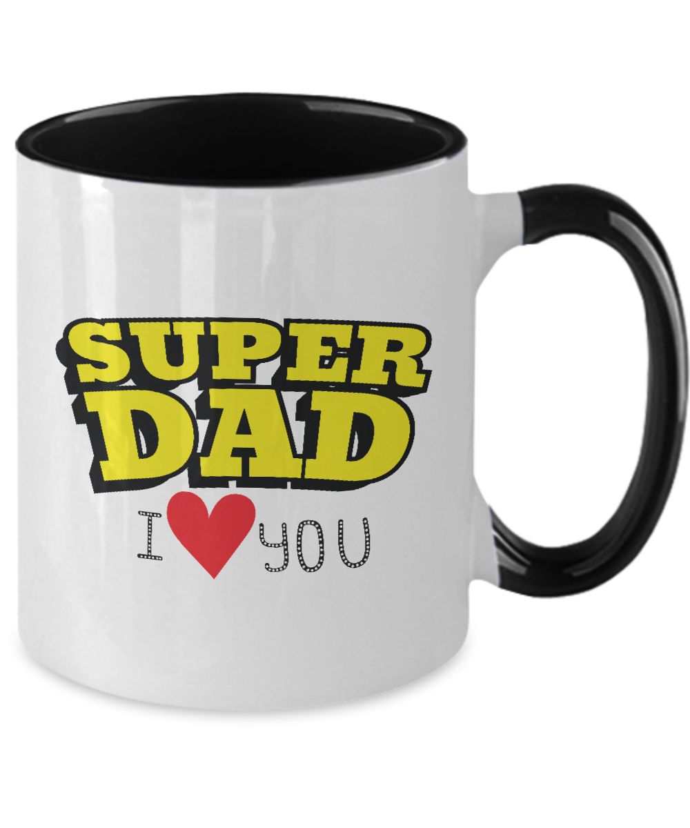 Super Dad,I Love You : Dad Coffee Mug, Father's Day Coffee Mug Cup. Dad Christmas Gift from Daughter,Two Tone Mug 11oz tinmico