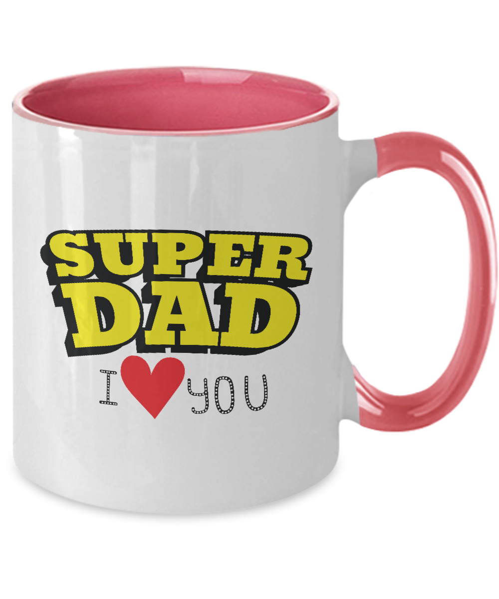 Super Dad,I Love You : Dad Coffee Mug, Father's Day Coffee Mug Cup. Dad Christmas Gift from Daughter,Two Tone Mug 11oz tinmico