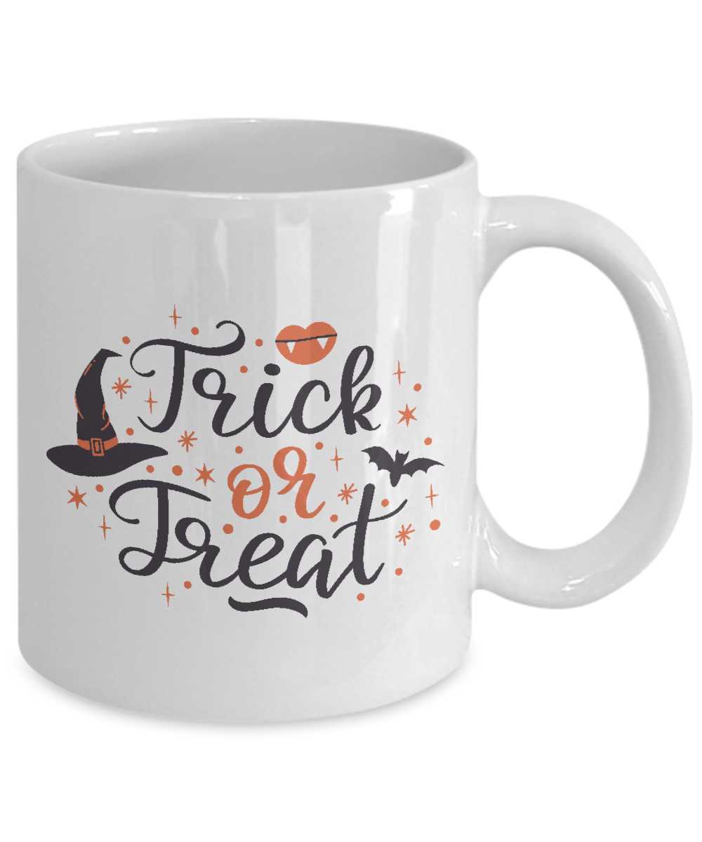 TRICK OR TREAT Mug Halloween Coffee cup Mug Cup Gifts 11oz White Timico tinmico