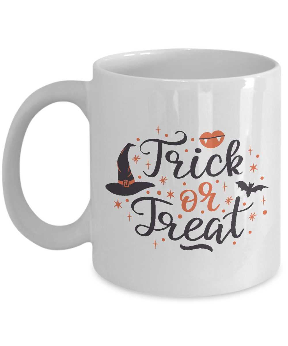 TRICK OR TREAT Mug Halloween Coffee cup Mug Cup Gifts 11oz White Timico tinmico