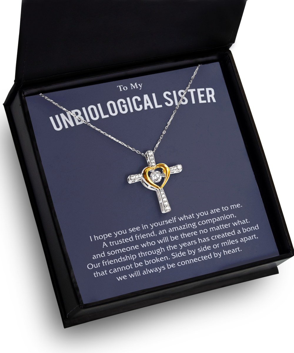 Tinmico Gift, Cross Dancing Necklace, friendship Gift, unbiological sister gift, best friend bracelet, unbiological sister jewelry gift tinmico