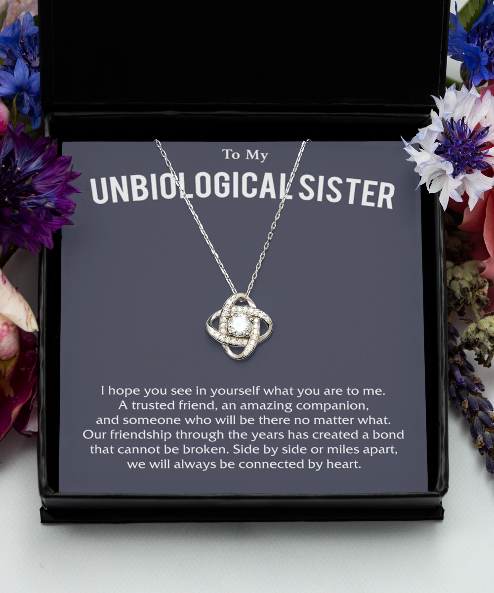 Tinmico Gift,Love Knot Silver Necklace, friendship Gift, unbiological sister gift, best friend bracelet, unbiological sister jewelry gift tinmico