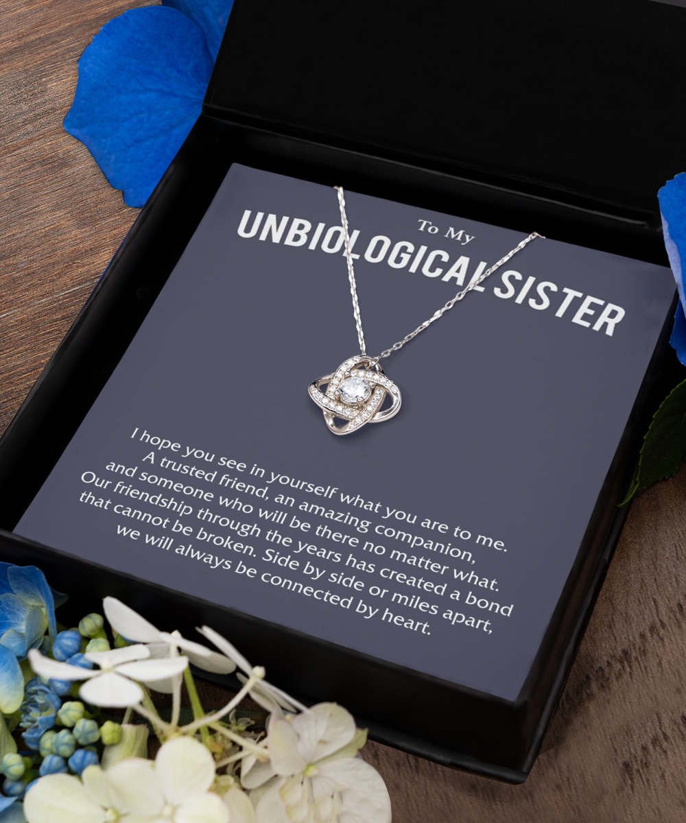 Tinmico Gift,Love Knot Silver Necklace, friendship Gift, unbiological sister gift, best friend bracelet, unbiological sister jewelry gift tinmico