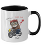 Two Tone Mug,Cat And The Motorcycle,Cat Lovers Mug, Mug Cat Sayings, Funny Cup,Mug Coffee 11oz tinmico