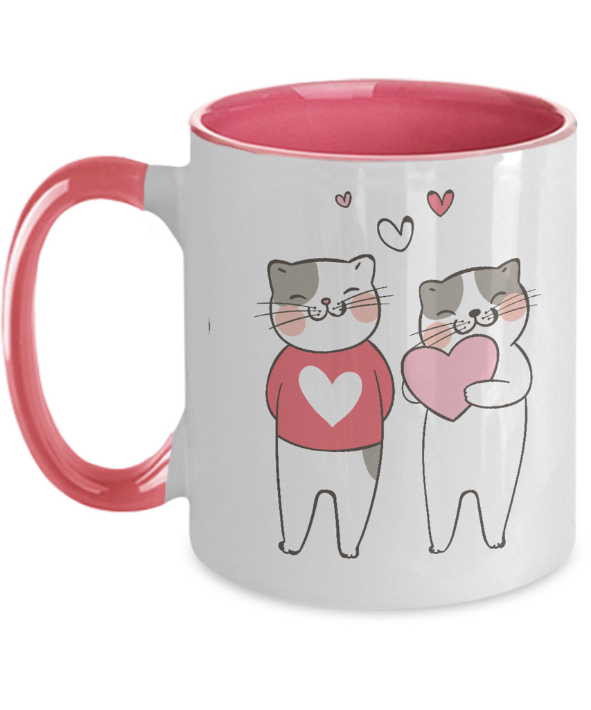 Two Tone Mug,Cat Mug Cute,HAPPY VALENTINE'S DAY Mug, Valentine's Day gifts,Christmas Surprise for Friend ,11oz tinmico