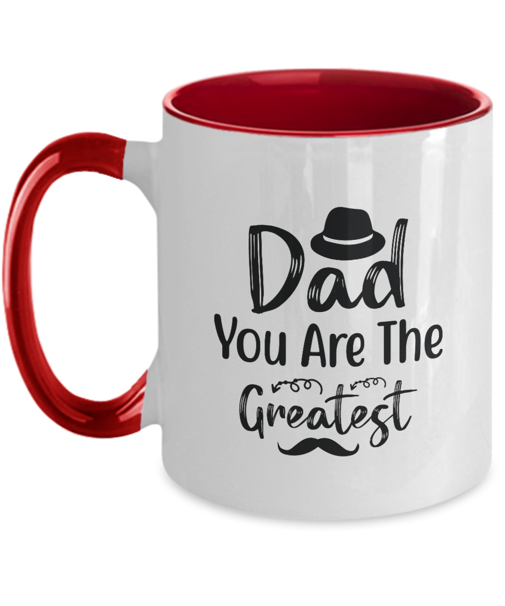 Two Tone Mug,Dad You Are The Greatest ,Coffee Mug,Best Christmas Gifts for Dad, Men,Unique Xmas Gag Dad Gifts from Daughter, Son, Kids,Fun Novelty Cup,11 oz tinmico