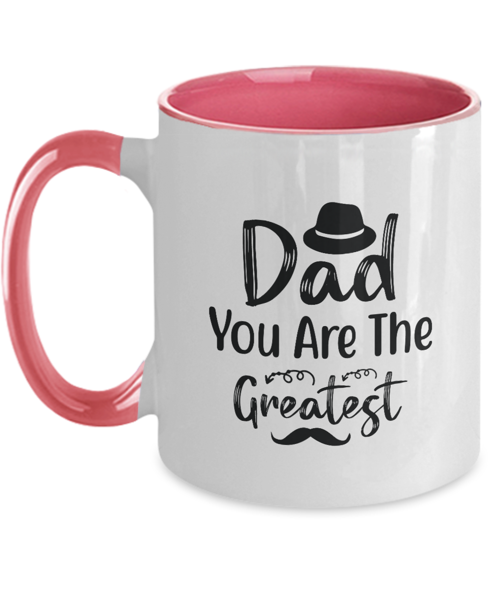 Two Tone Mug,Dad You Are The Greatest ,Coffee Mug,Best Christmas Gifts for Dad, Men,Unique Xmas Gag Dad Gifts from Daughter, Son, Kids,Fun Novelty Cup,11 oz tinmico