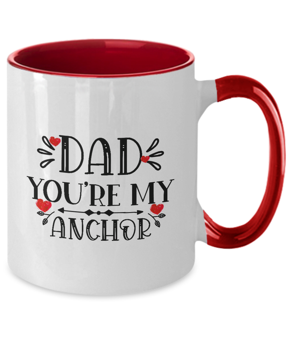 Two Tone Mug,Dad You re My Anchor ,Coffee Mug,15 oz,Best Christmas Gifts for Dad, Men,Unique Xmas Gag Dad Gifts from Daughter, Son, Kids,Fun Novelty Cup tinmico