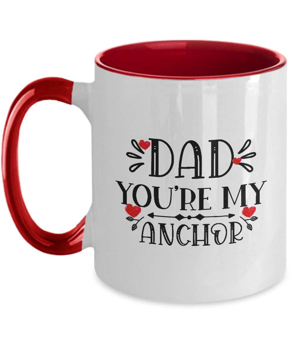 Two Tone Mug,Dad You re My Anchor ,Coffee Mug,15 oz,Best Christmas Gifts for Dad, Men,Unique Xmas Gag Dad Gifts from Daughter, Son, Kids,Fun Novelty Cup tinmico