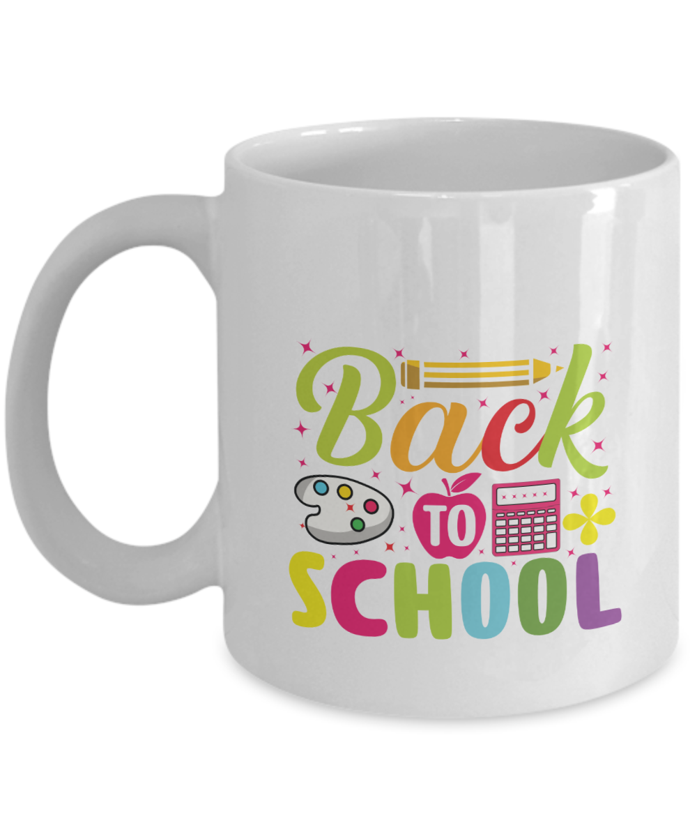 White Black Back to School Mug Teacher Student Gift College 11 oz Ceramic Cup,Tinmico gift tinmico