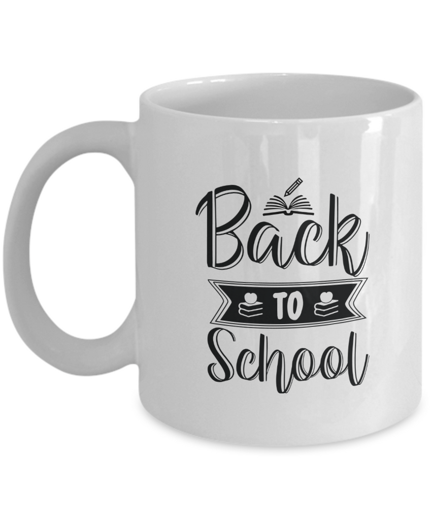 White Black Back to School Mug Teacher Student Gift College 11 oz Ceramic Cup tinmico